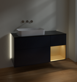 Тумба под раковину Villeroy & Boch Finion 120х50,1 см с подсветкой МДФ темно-синий матовый лак/стекло черное матовое G692HFHG