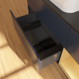 Тумба под раковину Villeroy & Boch Finion 120х50,1 см с подсветкой МДФ темно-синий матовый лак/стекло черное матовое G692HFHG