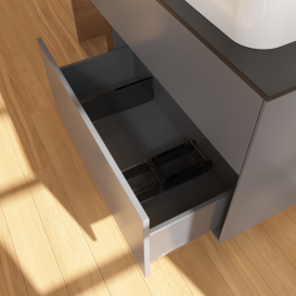 Тумба под раковину Villeroy & Boch Finion 120х50,1 см с подсветкой МДФ антрацит матовый лак/стекло черное матовое G682GNGK