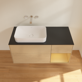 Тумба под раковину Villeroy & Boch Finion 120х50,1 см с подсветкой МДФ шпон дуба/стекло черное матовое G692HFPC