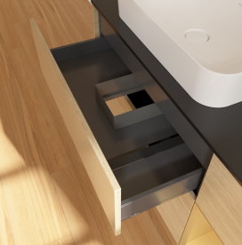 Тумба под раковину Villeroy & Boch Finion 120х50,1 см с подсветкой МДФ шпон дуба/стекло черное матовое G692HFPC