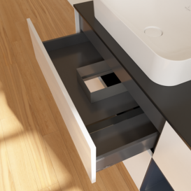 Тумба под раковину Villeroy & Boch Finion 120х50,1 см с подсветкой МДФ глянцевый белый лак/стекло черное матовое G692HGGF