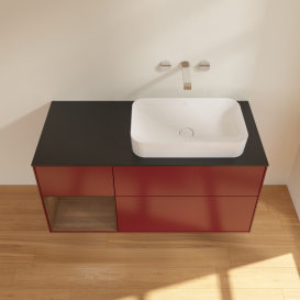 Тумба под раковину Villeroy & Boch Finion 120х50,1 см с подсветкой МДФ пион матовый лак/стекло черное матовое G682GNHB