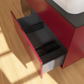 Тумба под раковину Villeroy & Boch Finion 120х50,1 см с подсветкой МДФ пион матовый лак/стекло черное матовое G682GNHB