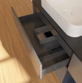 Тумба под раковину Villeroy & Boch Finion 120х50,1 см с подсветкой МДФ антрацит матовый лак/стекло черное матовое G692HGGK