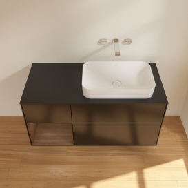 Тумба под раковину Villeroy & Boch Finion 120х50,1 см с подсветкой МДФ черный матовый лак/стекло черное матовое G682GNPD