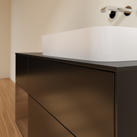 Тумба под раковину Villeroy & Boch Finion 120х50,1 см с подсветкой МДФ черный матовый лак/стекло черное матовое G682GNPD