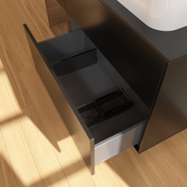 Тумба под раковину Villeroy & Boch Finion 120х50,1 см с подсветкой МДФ черный матовый лак/стекло черное матовое G682GNPD