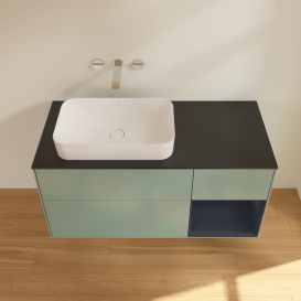 Тумба под раковину Villeroy & Boch Finion 120х50,1 см с подсветкой МДФ оливковый матовый лак/стекло черное матовое G692HGGM