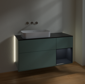 Тумба под раковину Villeroy & Boch Finion 120х50,1 см с подсветкой МДФ оливковый матовый лак/стекло черное матовое G692HGGM