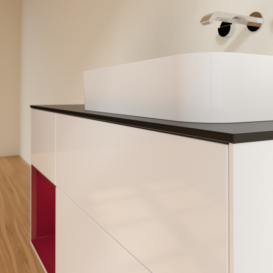 Тумба под раковину Villeroy & Boch Finion 120х50,1 см с подсветкой МДФ глянцевый белый лак/стекло черное матовое G682HBGF