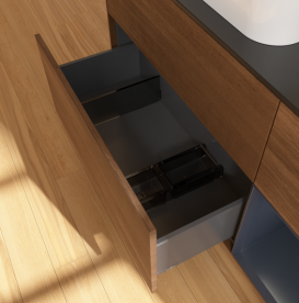 Тумба под раковину Villeroy & Boch Finion 120х50,1 см с подсветкой МДФ шпон грецкого ореха/стекло черное матовое G692HGGN