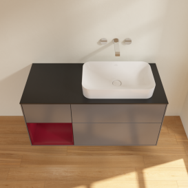 Тумба под раковину Villeroy & Boch Finion 120х50,1 см с подсветкой МДФ антрацит матовый лак/стекло черное матовое G682HBGK