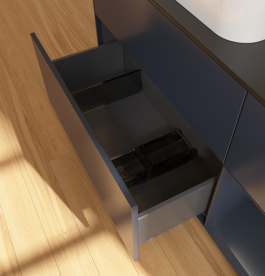 Тумба под раковину Villeroy & Boch Finion 120х50,1 см с подсветкой МДФ темно-синий матовый лак/стекло черное матовое G692HGHG