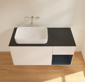 Тумба под раковину Villeroy & Boch Finion 120х50,1 см с подсветкой МДФ белый матовый лак/стекло черное матовое G692HGMT