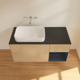 Тумба под раковину Villeroy & Boch Finion 120х50,1 см с подсветкой МДФ шпон дуба/стекло черное матовое G692HGPC