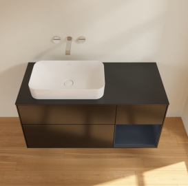 Тумба под раковину Villeroy & Boch Finion 120х50,1 см с подсветкой МДФ черный матовый лак/стекло черное матовое G692HGPD