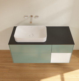 Тумба под раковину Villeroy & Boch Finion 120х50,1 см с подсветкой МДФ оливковый матовый лак/стекло черное матовое G692MTGM