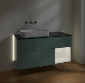 Тумба под раковину Villeroy & Boch Finion 120х50,1 см с подсветкой МДФ оливковый матовый лак/стекло черное матовое G692MTGM