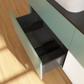 Тумба под раковину Villeroy & Boch Finion 120х50,1 см с подсветкой МДФ оливковый матовый лак/стекло черное матовое G692MTGM