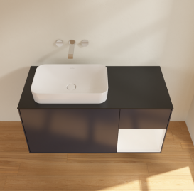 Тумба под раковину Villeroy & Boch Finion 120х50,1 см с подсветкой МДФ темно-синий матовый лак/стекло черное матовое G692MTHG