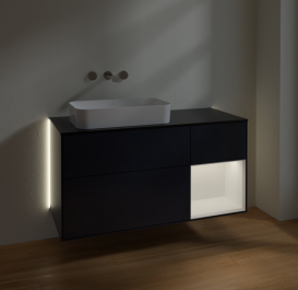 Тумба под раковину Villeroy & Boch Finion 120х50,1 см с подсветкой МДФ темно-синий матовый лак/стекло черное матовое G692MTHG
