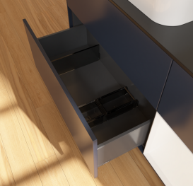 Тумба под раковину Villeroy & Boch Finion 120х50,1 см с подсветкой МДФ темно-синий матовый лак/стекло черное матовое G692MTHG