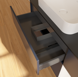 Тумба под раковину Villeroy & Boch Finion 120х50,1 см с подсветкой МДФ темно-синий матовый лак/стекло черное матовое G692MTHG