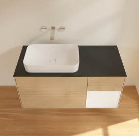 Тумба под раковину Villeroy & Boch Finion 120х50,1 см с подсветкой МДФ шпон дуба/стекло черное матовое G692MTPC