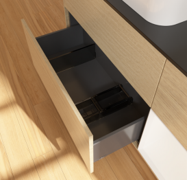 Тумба под раковину Villeroy & Boch Finion 120х50,1 см с подсветкой МДФ шпон дуба/стекло черное матовое G692MTPC