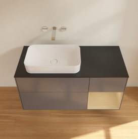 Тумба під раковину Villeroy & Boch Finion 120х50,1 см з підсвічуванням антрацит матовий лак/скло чорне матове G692PCGK