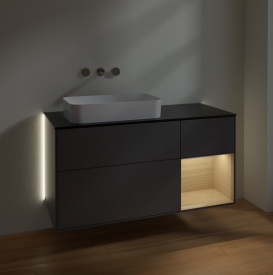 Тумба під раковину Villeroy & Boch Finion 120х50,1 см з підсвічуванням антрацит матовий лак/скло чорне матове G692PCGK