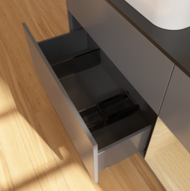 Тумба під раковину Villeroy & Boch Finion 120х50,1 см з підсвічуванням антрацит матовий лак/скло чорне матове G692PCGK