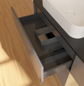 Тумба під раковину Villeroy & Boch Finion 120х50,1 см з підсвічуванням антрацит матовий лак/скло чорне матове G692PCGK