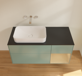 Тумба под раковину Villeroy & Boch Finion 120х50,1 см с подсветкой МДФ оливковый матовый лак/стекло черное матовое G692PCGM