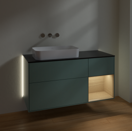 Тумба под раковину Villeroy & Boch Finion 120х50,1 см с подсветкой МДФ оливковый матовый лак/стекло черное матовое G692PCGM