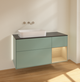 Тумба под раковину Villeroy & Boch Finion 120х50,1 см с подсветкой МДФ оливковый матовый лак/стекло черное матовое G692PCGM