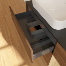 Тумба под раковину Villeroy & Boch Finion 120х50,1 см с подсветкой МДФ шпон грецкого ореха/стекло черное матовое G692PCGN