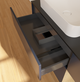 Тумба под раковину Villeroy & Boch Finion 120х50,1 см с подсветкой МДФ темно-синий матовый лак/стекло черное матовое G692PCHG