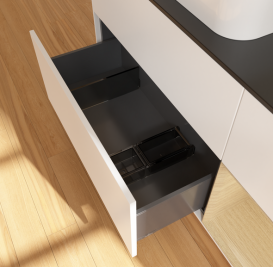 Тумба под раковину Villeroy & Boch Finion 120х50,1 см с подсветкой МДФ белый матовый лак/стекло черное матовое G692PCMT