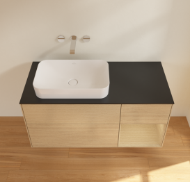 Тумба под раковину Villeroy & Boch Finion 120х50,1 см с подсветкой МДФ шпон дуба/стекло черное матовое G692PCPC