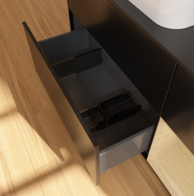 Тумба под раковину Villeroy & Boch Finion 120х50,1 см с подсветкой МДФ черный матовый лак/стекло черное матовое G692PCPD