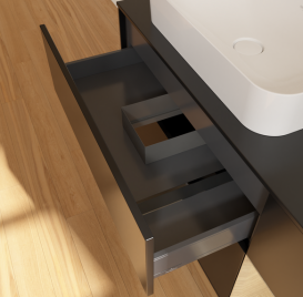 Тумба под раковину Villeroy & Boch Finion 120х50,1 см с подсветкой МДФ черный матовый лак/стекло черное матовое G692PCPD