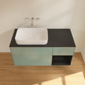 Тумба под раковину Villeroy & Boch Finion 120х50,1 см с подсветкой МДФ оливковый матовый лак/стекло черное матовое G692PDGM