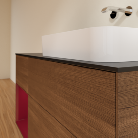 Тумба под раковину Villeroy & Boch Finion 120х50,1 см с подсветкой МДФ шпон грецкого ореха/стекло черное матовое G682HBGN