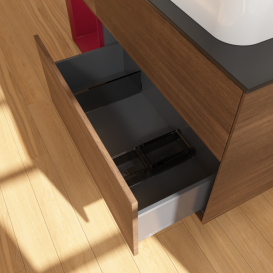 Тумба под раковину Villeroy & Boch Finion 120х50,1 см с подсветкой МДФ шпон грецкого ореха/стекло черное матовое G682HBGN