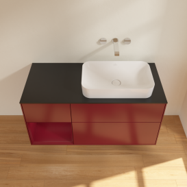 Тумба под раковину Villeroy & Boch Finion 120х50,1 см с подсветкой МДФ пион матовый лак/стекло черное матовое G682HBHB