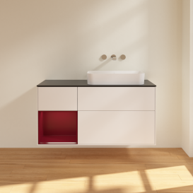 Тумба под раковину Villeroy & Boch Finion 120х50,1 см с подсветкой МДФ белый матовый лак/стекло черное матовое G682HBMT