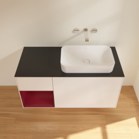 Тумба под раковину Villeroy & Boch Finion 120х50,1 см с подсветкой МДФ белый матовый лак/стекло черное матовое G682HBMT