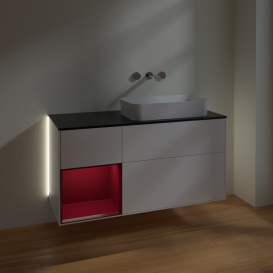 Тумба под раковину Villeroy & Boch Finion 120х50,1 см с подсветкой МДФ белый матовый лак/стекло черное матовое G682HBMT